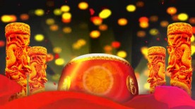 VJ素材大气中国风鼓舞石柱喜庆