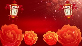 超喜庆红灯笼牡丹花开红色LED