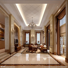 欧式别墅客厅效果图