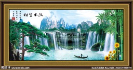 风景如画迎客松
