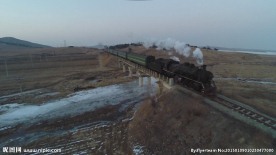 航拍北方蒸汽机车老式火车