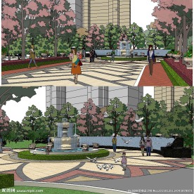 公园主入口景观sketchup
