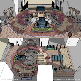 居住区入口景观sketchup