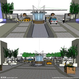 小区大门sketchup模型