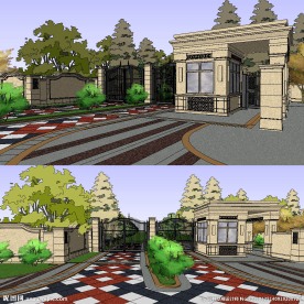 新古典小区入口sketchup