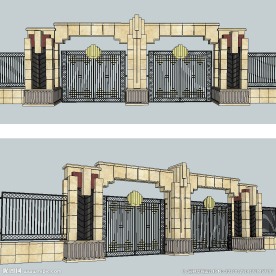 古典风格铁艺大门入口SU模型