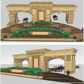 欧式大门入口su模型
