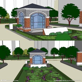 小区入口草图大师建筑模型