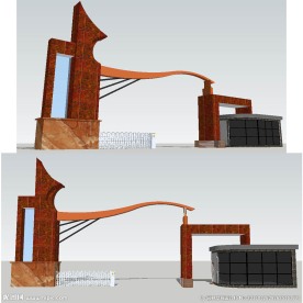 中小学大门草图大师SU模型