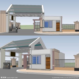 生产基地大门草图大师SU模型