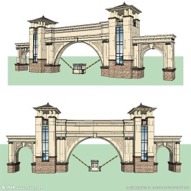 欧式入口大门草图大师SU模型