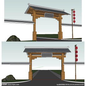 农家院入口门草图大师SU模型