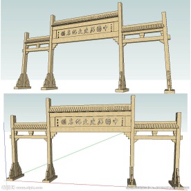 古建牌坊SU草图模型