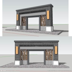中式门草图大师su模型