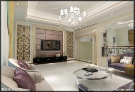 欧式客厅电视墙模型