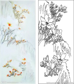 玉兰花  艺术玻璃