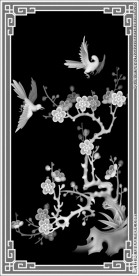 花鸟灰度图