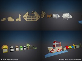 幼儿园早教造型柜子组含贴图