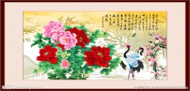 牡丹仙鹤图