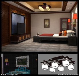 休闲中式卧室(带贴图)
