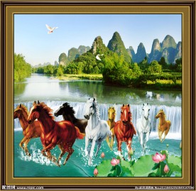 八骏图风景画