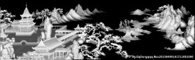 山水灰度图