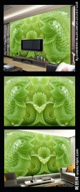 高清绿玉石鲤鱼双鱼客厅壁画背景