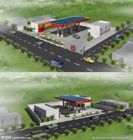 中石油加油站效果图和3D模型