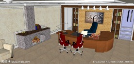 办公室和办公室卧室的SU模型