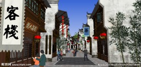 古镇小城旅游区商业古街SU模型