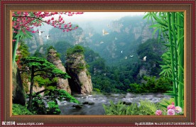 迎客松风景画