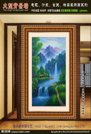 流水生财 聚宝盆风水画