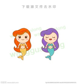 卡通美人鱼矢量造型图