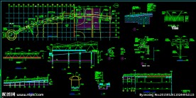 人行天桥平立剖示意图及栏杆