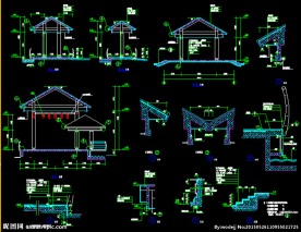 亭廊剖面图及详图.