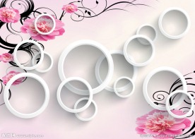 3D圈圈玫瑰壁画