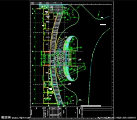主入口汽车坡道台阶铺地平面