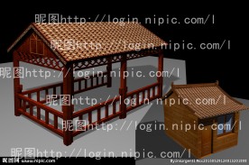 公园木屋凉亭效果图