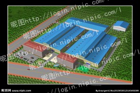 企业厂区鸟瞰效果图