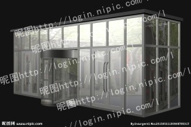 白钢雨棚旋转门效果图