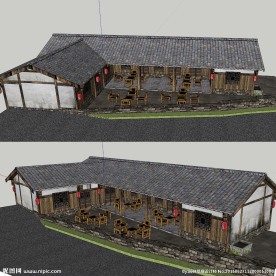 川南民居建筑草图大师SU模型