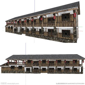 川南民居改造建筑草图大师SU