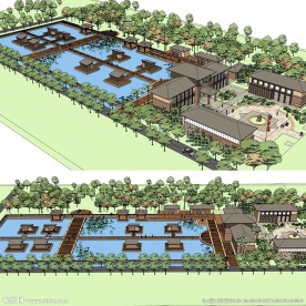 农家乐院建筑景观草图大师模型