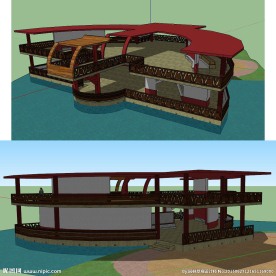 水榭景观草图大师SU模型