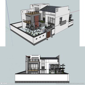 新中式别墅建筑草图大师SU模型
