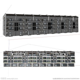 中式联排别墅草图大师SU模型
