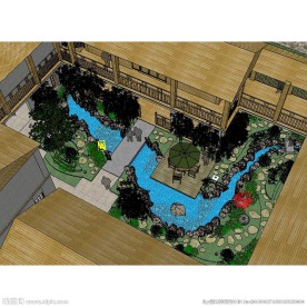 中式庭院景观草图大师SU模型