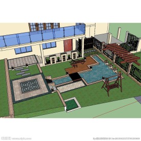 展示别墅小庭院草图大师SU模型