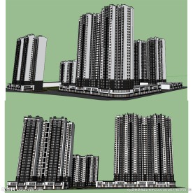 中式高层住宅建筑草图大师SU