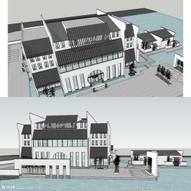 中式会所建筑草图大师SU模型